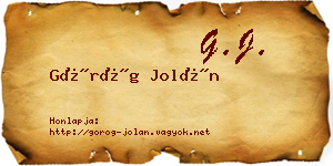 Görög Jolán névjegykártya